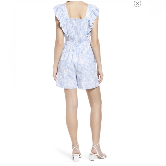 NWT Floral Linen Blender Romper, Smocked, Back Zipper, size S - Picture 8 of 8